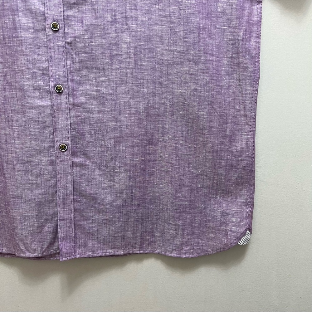 Ted Baker London Men’s Linen Cotton Shirt Button Down Short Sleeve Purple XXL - Picture 5 of 9